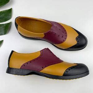 Women’s Two-Tone Athletic Oxfords in Mustard & Burgundy by